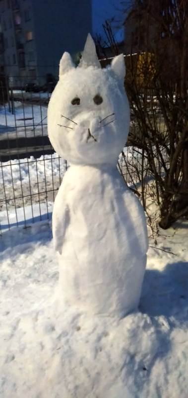 Śnieżny kot Wiolki Gajdy z klasy 4a