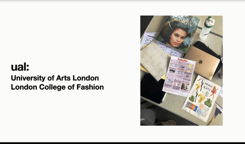 Slide z prezentacji Filipa Rabieja - jak aplikować na studia w Londynie, jak wygląda nauka na Uniwersytecie Sztuki